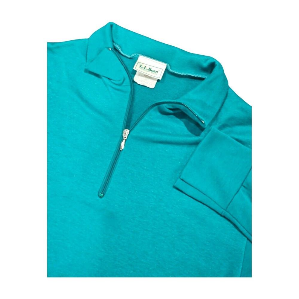 VTG L.L. Bean‎ Freeport, Maine 1/4 Zip T Neck Teal Green Made In USA Men's M